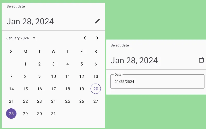 Imagen del componente DatePicker - Material 3